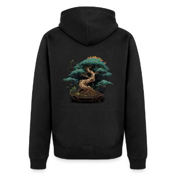 Miniature Tree - Unisex Premium Organic Zip Hoodie - black - Back - Nico (187cm)