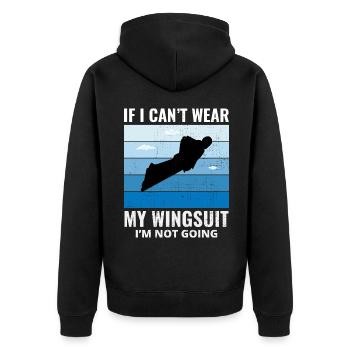 Wingsuit fliegen Base Jumping Fallschirmspringen Wingsuiting - Unisex Premium Bio Zip Hoodie - Schwarz - Hinten - Nico (187cm)
