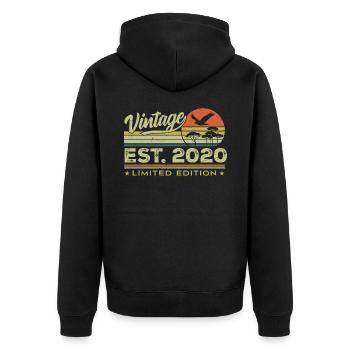 Vintage 2020 Fantastisch seit 2020 Geschenk 2020 Retro - Unisex Premium Bio Zip Hoodie - Schwarz - Hinten - Nico (187cm)