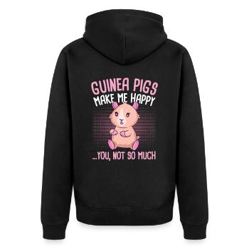 Drôle de cochon d’Inde disant Motif Girl - Veste à capuche bio Premium Unisexe - noir - Dos - Nico (187cm)