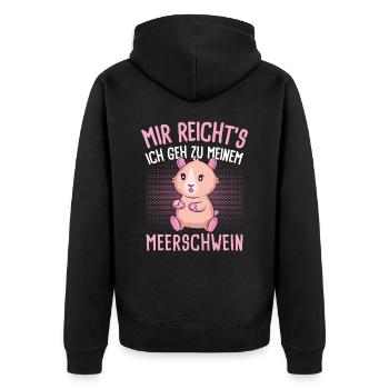 Witziges Meerschweinchen Spruch Motiv Mädchen - Unisex Premium Bio Zip Hoodie - Schwarz - Hinten - Nico (187cm)