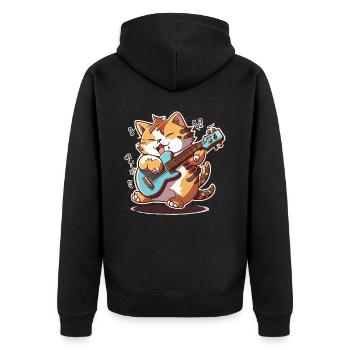 Katzen-Fretwork - Unisex Premium Bio Zip Hoodie - Schwarz - Hinten - Nico (187cm)