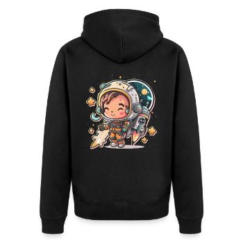 Sprengen Sie los! - Unisex Premium Bio Zip Hoodie - Schwarz - Hinten - Nico (187cm)