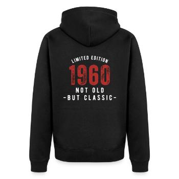 Limited Edition 1960 - pas vieux mais classique - Veste à capuche bio Premium Unisexe - noir - Dos - Nico (187cm)