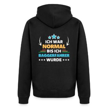 Ich war normal bis ich Baggerfahrer wurde - Unisex Premium Bio Zip Hoodie - Schwarz - Hinten - Nico (187cm)
