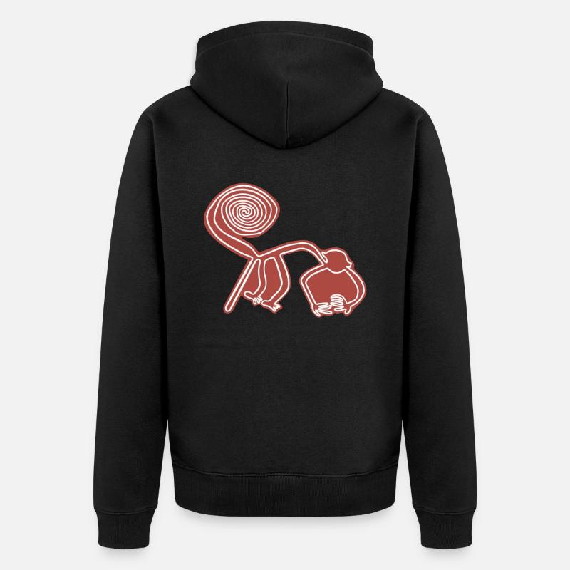 Nazca Lines Affe - Unisex Premium Bio Zip Hoodie - Schwarz