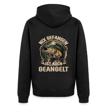 Angeln Angler Angelspruch - Unisex Premium Bio Zip Hoodie - Schwarz - Hinten - Nico (187cm)