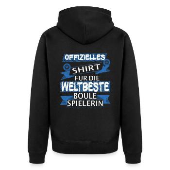Boccia Boule Petanque Kugelsport Kugeln Spiel - Unisex Premium Bio Zip Hoodie - Schwarz - Hinten - Nico (187cm)