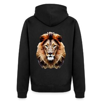 Modern polygon lion - Unisex Premium Organic Zip Hoodie - black - Back - Nico (187cm)