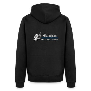Mannheim Ehre Stolz Tradition - Unisex Premium Bio Zip Hoodie - Schwarz - Hinten - Nico (187cm)
