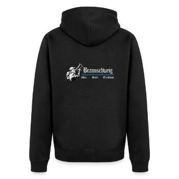 Braunschweig Ehre Stolz Tradition - Unisex Premium Bio Zip Hoodie - Schwarz - Hinten - Nico (187cm)