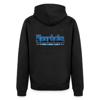 Mannheim Fussball Fans Mein Leben Lang - Unisex Premium Bio Zip Hoodie - Schwarz - Hinten - Nico (187cm)