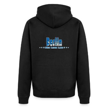 Berlin BW Fussball Fans Mein Leben Lang - Unisex Premium Bio Zip Hoodie - Schwarz - Hinten - Nico (187cm)