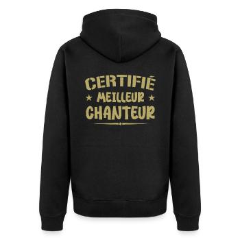 Certified Best Singer - Singer Gift - Unisex Premium Organic Zip Hoodie - black - Back - Nico (187cm)