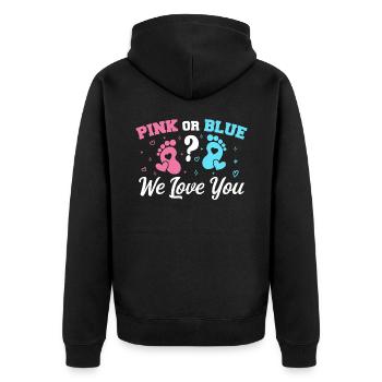 Pink Or Blue We Love You - Gender Reveal - Veste à capuche bio Premium Unisexe - noir - Dos - Nico (187cm)