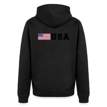 ÉQUIPE États-Unis Drapeau américain devant la police de caractères - Veste à capuche bio Premium Unisexe - noir - Dos - Nico (187cm)