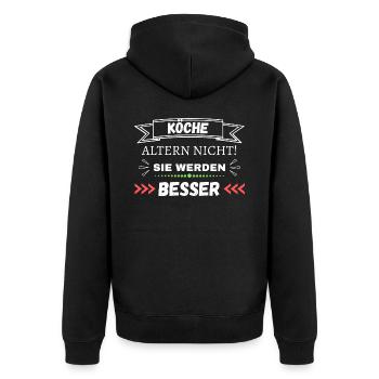 Köche altern nicht! Sie werden besser - Unisex Premium Bio Zip Hoodie - Schwarz - Hinten - Nico (187cm)