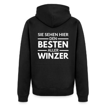Sie sehen hier den Besten aller Winzer - Unisex Premium Bio Zip Hoodie - Schwarz - Hinten - Nico (187cm)