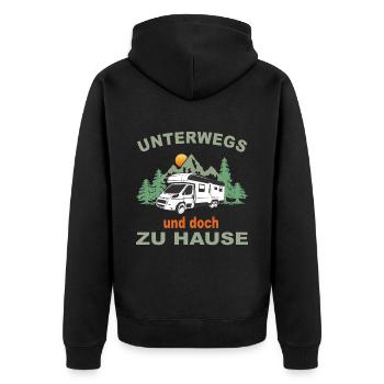 Zelt - Unisex Premium Bio Zip Hoodie - Schwarz - Hinten - Nico (187cm)
