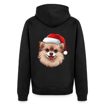 Portrait de Noël de Poméranie Chien de Poméranie - Veste à capuche bio Premium Unisexe - noir - Dos - Nico (187cm)