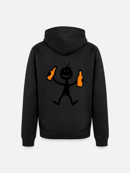 Drinking Beer - Unisex Premium Organic Zip Hoodie - black