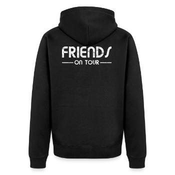 Freundschaft Freunde - Friends On Tour - Unisex Premium Bio Zip Hoodie - Schwarz - Hinten - Nico (187cm)