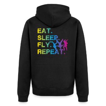 Skydiving Eat Sleep Fly Repeat Skydive t-shirt - Unisex Premium Organic Zip Hoodie - black - Back - Nico (187cm)