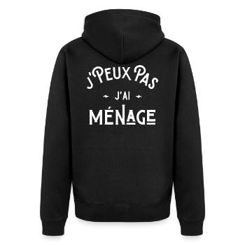 je peux pas j'ai ménage idée cadeau humour - Veste à capuche bio Premium Unisexe - noir - Dos - Nico (187cm)
