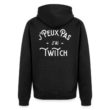 je peux pas j'ai twitch idée cadeau humour - Veste à capuche bio Premium Unisexe - noir - Dos - Nico (187cm)