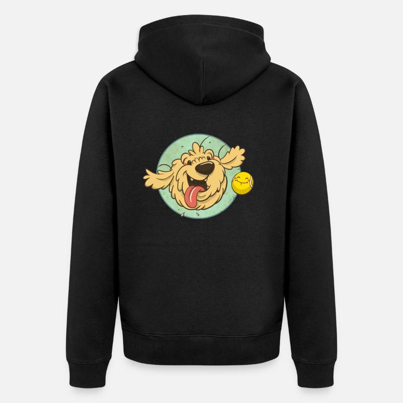 cockapoo Thor mit Tennisball - Unisex Premium Bio Zip Hoodie - Schwarz