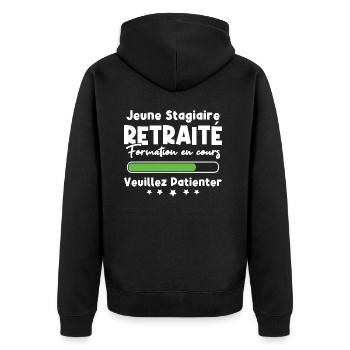 Jeune stagiaire retraité formation en cours - Veste à capuche bio Premium Unisexe - noir - Dos - Nico (187cm)
