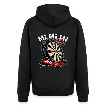 Dart 26 Ich höre immer nur Mimimi - Spruch - Unisex Premium Bio Zip Hoodie - Schwarz - Hinten - Nico (187cm)