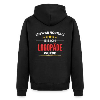 Ich war normal bis ich Logopäde wurde - Unisex Premium Bio Zip Hoodie - Schwarz - Hinten - Nico (187cm)