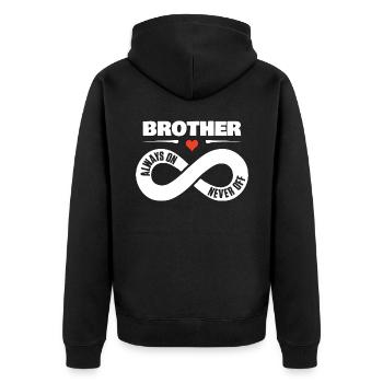 Frère toujours sur jamais off frère amour cadeau - Veste à capuche bio Premium Unisexe - noir - Dos - Nico (187cm)