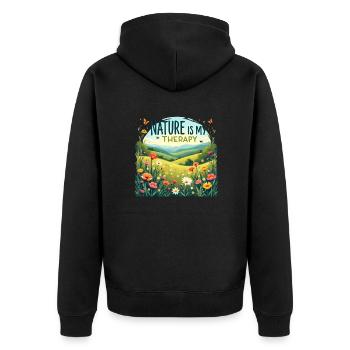 La nature est ma thérapie - Prairie fleurie - Veste à capuche bio Premium Unisexe - noir - Dos - Nico (187cm)