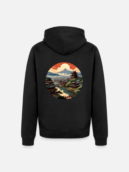 Japanese Medieval City - Unisex Premium Organic Zip Hoodie - black