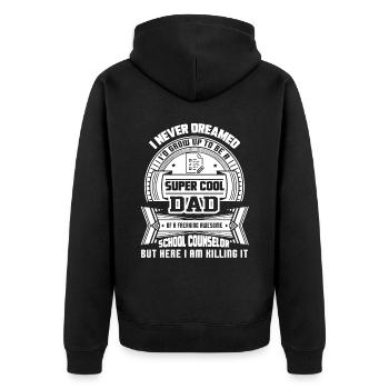 School Counselor Super Cool - Unisex Premium Organic Zip Hoodie - black - Back - Nico (187cm)