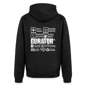 Curator Job Coffee Beer - Unisex Premium Organic Zip Hoodie - black - Back - Nico (187cm)