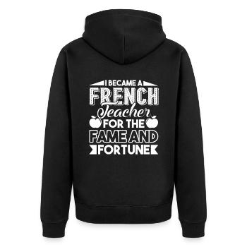 I Became French Teacher - Unisex Premium Organic Zip Hoodie - black - Back - Nico (187cm)