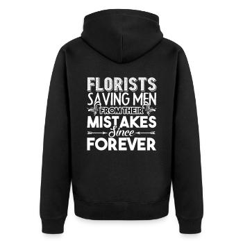 Florist Florists Saving Men - Unisex Premium Organic Zip Hoodie - black - Back - Nico (187cm)
