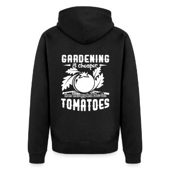 Gardening Cheaper Than Therapy - Unisex Premium Organic Zip Hoodie - black - Back - Nico (187cm)