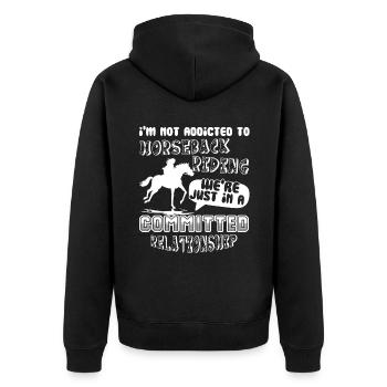Horseback Riding We're Just In A Committed - Unisex Premium Organic Zip Hoodie - black - Back - Nico (187cm)