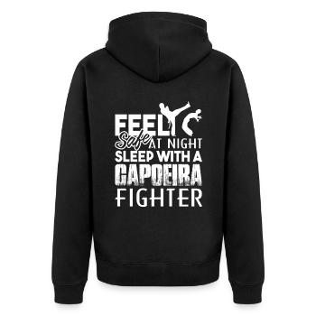 Capoeira Sleep With A Capoeira - Unisex Premium Organic Zip Hoodie - black - Back - Nico (187cm)