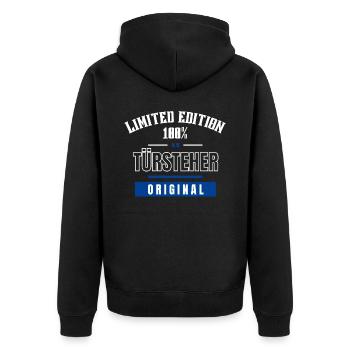 Limited Edition 100% - Bouncer - Original - Unisex Premium Organic Zip Hoodie - black - Back - Nico (187cm)