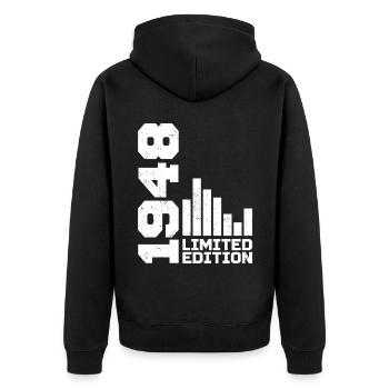 Vintage 1948 Geburtstagsgeschenk 1948 Baujahr 1948 - Unisex Premium Bio Zip Hoodie - Schwarz - Hinten - Nico (187cm)