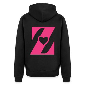Buchstabe z Anfangsbuchstabe mit Herz - Unisex Premium Bio Zip Hoodie - Schwarz - Hinten - Nico (187cm)
