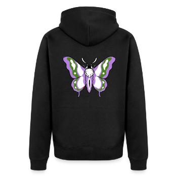 Genderqueer Pride Moth - Veste à capuche bio Premium Unisexe - noir - Dos - Nico (187cm)
