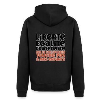 Liberté Egalite Fraternité non au passe Sanitaire - Veste à capuche bio Premium Unisexe - noir - Dos - Nico (187cm)
