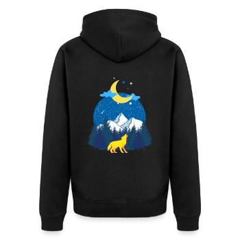 Winter dreams! The Wolf and the Moon - Unisex Premium Organic Zip Hoodie - black - Back - Nico (187cm)