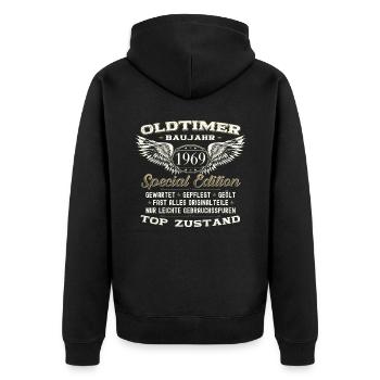 54th Birthday Man Oldtimer August Vintage 1969 - Unisex Premium Organic Zip Hoodie - black - Back - Nico (187cm)